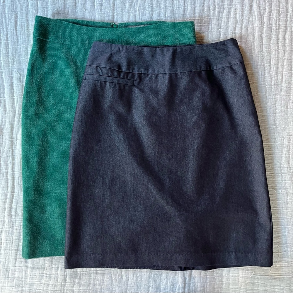 Merona Navy Blue & Green Pencil Skirts Bundle Lot of 2, size 2